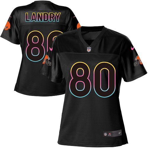 Nike Browns #80 Jarvis Landry Black Women's NFL Fashion Game Jersey